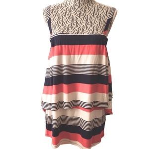 CUPIO Ruffle Stripe Tank Top, Medium
